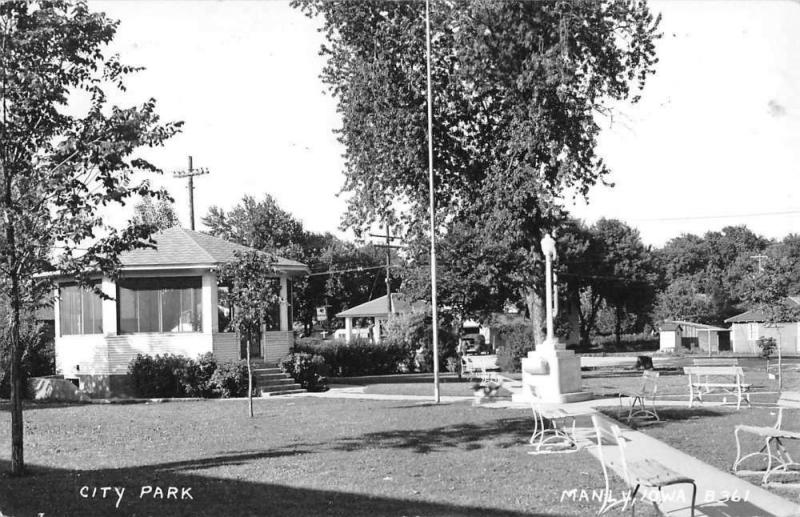 Manly Iowa City Park Street View Real Photo Antique Postcard K33721