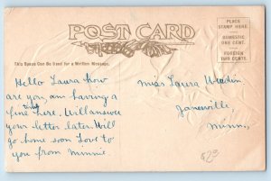 Anoka Minnesota Postcard Greetings Roses Embossed Glitter c1910 Vintage Antique