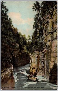 Ausable Chasm New York Looking Down The Boat Ride Rock Formation Postcard