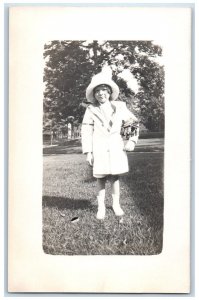 c1910's Little Boy Holding Toy Train Unposted Antique RPPC Photo Postcard