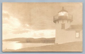 BEAR ISLAND LIGHTHOUSE MT.DESERT ME VINTAGE REAL PHOTO POSTCARD RPPC