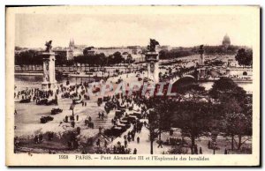 Old Postcard Paris Pont Alexandre III and the Esplanade des Invalides