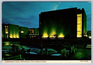 Confederation Centre Charlottetown Prince Edward Island 1976 Night View Postcard