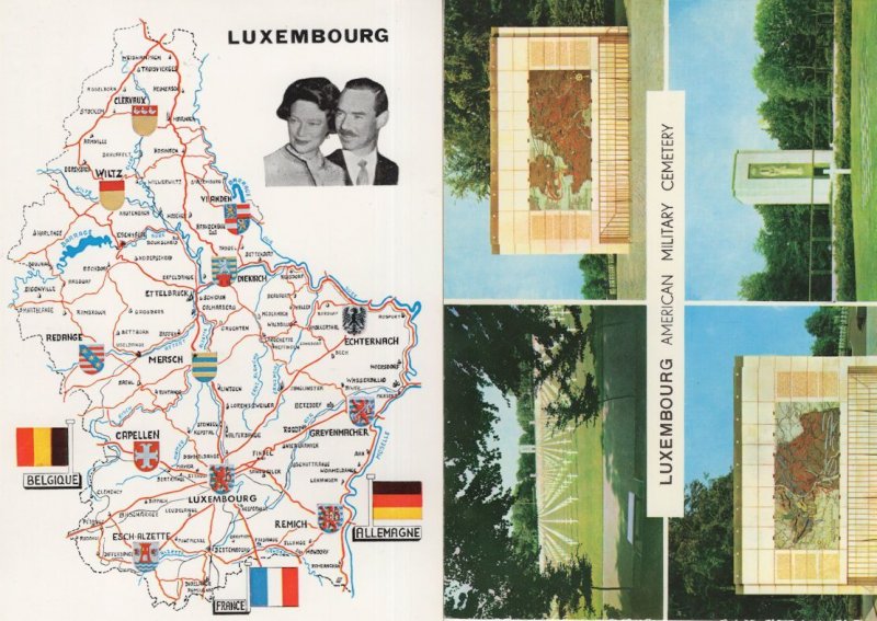 Luxembourg Military American Cemetery Map 2x Postcard s