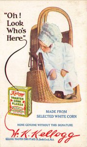 Kellogg's Corn Flakes Baby Basket Original Vintage Advertising Postcard