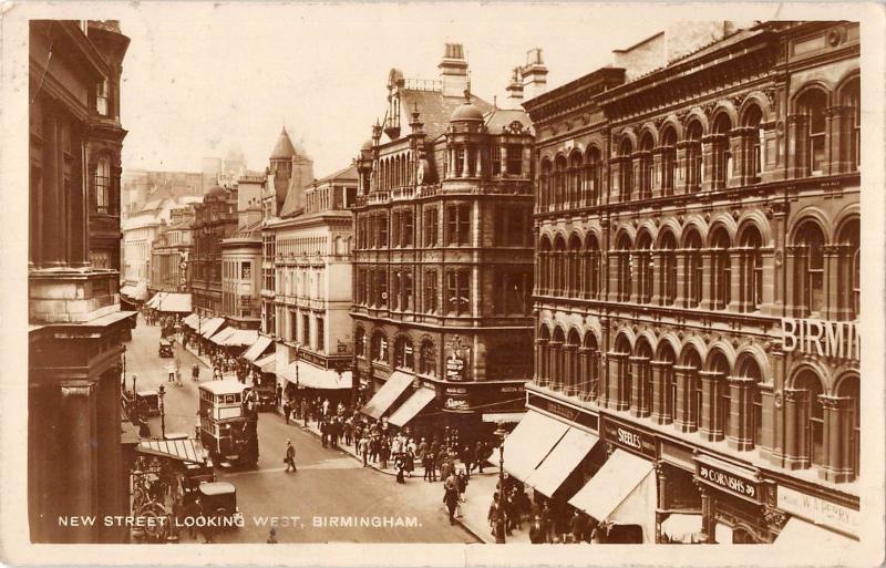 BR81663 new street looking west birmingham real photo double decker tram uk