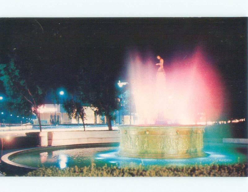 Pre-1980 WATER FOUNTAIN AT NIGHT Beverly Hills - Los Angeles California CA c8699
