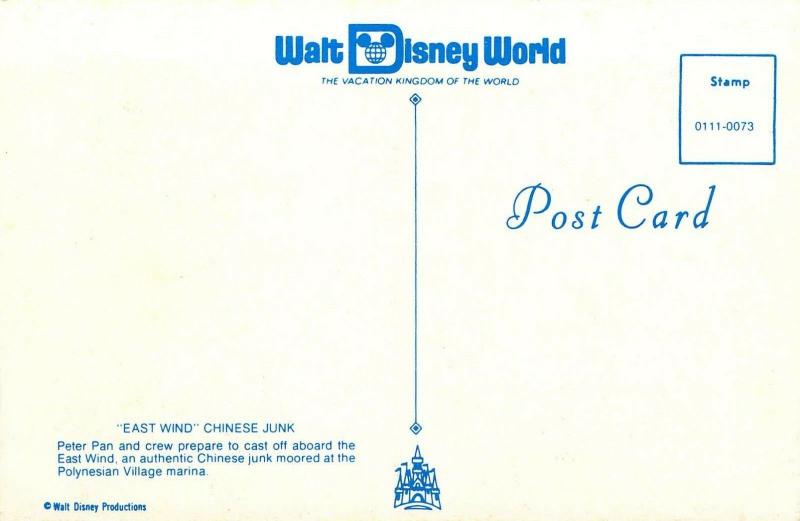 Early Walt Disney World, 0111-0073, Eastwind Chinese Junk,Vintage Postcard