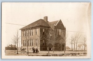 Madison South Dakota SD Postcard RPPC Photo Garfield School Building 1921 Posted