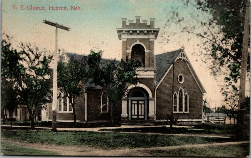 Hebron NE~Handcolored United Methodist Episcopal Church~Battlement Tower 1922 PC 