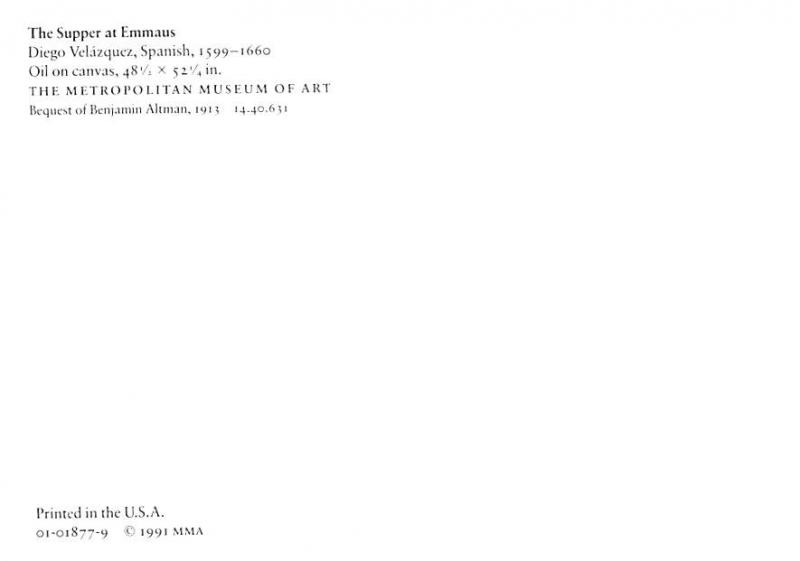 Supper at Emmaus - Diego Velazquez, Spanish