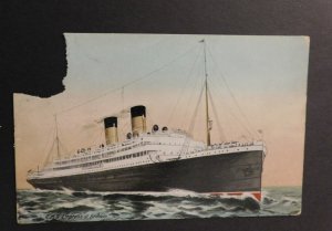 1910 Ship Postcard Cover From Rimouski Quebec to Aurora IL R.M.S. Emp of Britain