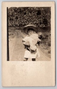 RPPC A Sassy Little Mobile Alabama Girl With Her Doll 1910 Photo Postcard B32