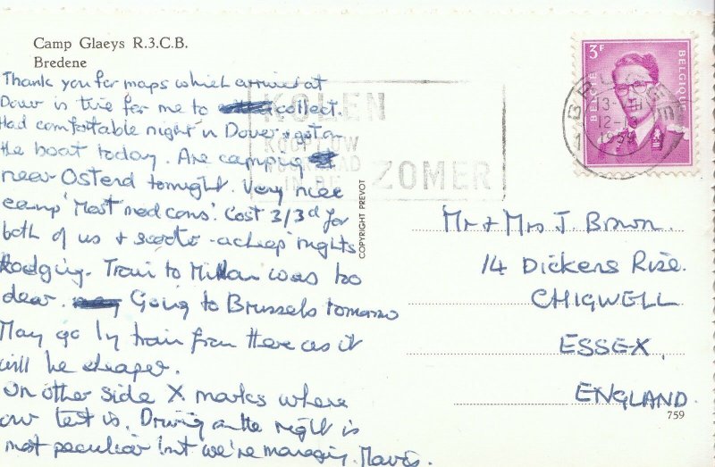 Belgium Postcard - Camp Glaeys R.3.C.B. - Bredene    V2188