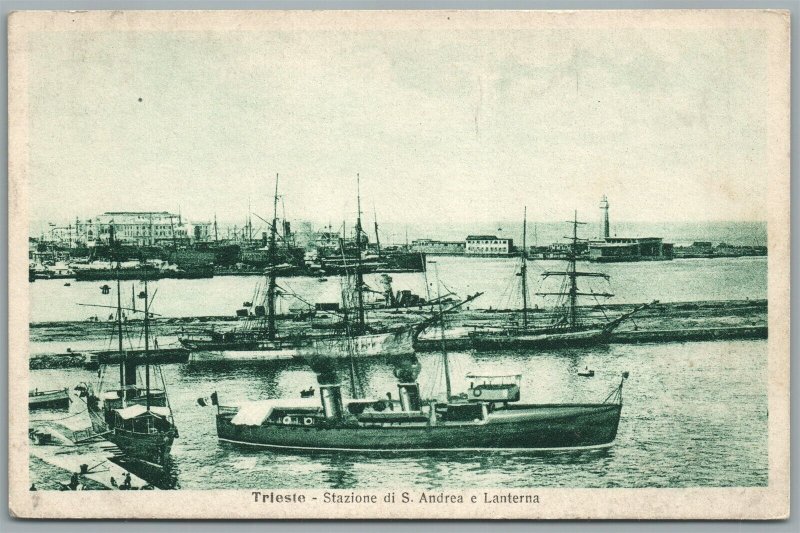 TRIESTE PORT ITALY ANTIQUE POSTCARD