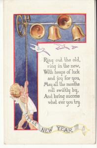 NEW YEAR  BABY rings BELLS  postcard