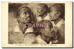 Old Postcard Musee De Brussels Rubens Heads Of Negroes