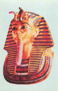 King Tut's Solid Gold Mask Chrome Postcard from Nov 1976 Tour