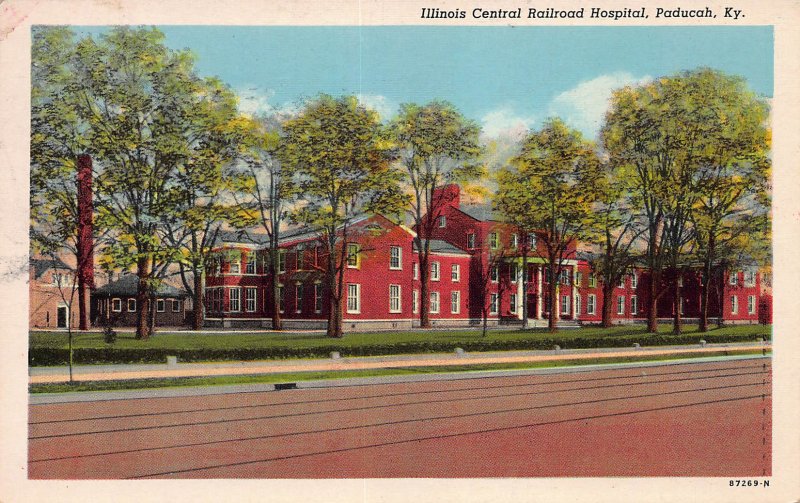 Illinois Central Railroad Hospital, Paducah, Kentucky, Early Postcard, Used
