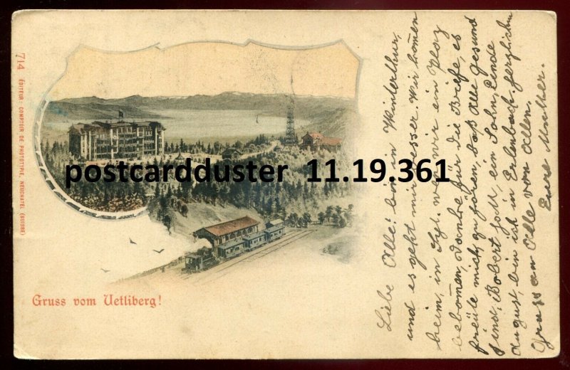 h3599 - SWITZERLAND Gruss vom Uetliberg 1906 Railway Train Station. Hotel