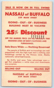 Buffalo New York NY Postal Card Nassau of Buffalo 25% Discount 1948 Vintage