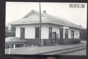 RPPC STOTTS CITY MISSOURI PACIFIC RAILROAD DEPOT STATION REAL PHOTO POSTCARD