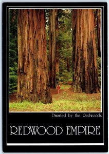 Postcard - Dwarfed by the Redwoods, Redwood Empire - Northern California