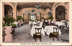 Postcard Florentine Room at Hotel Savery in Des Moines, Iowa