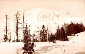 Washington Mount Rainier In Winter Real Photo