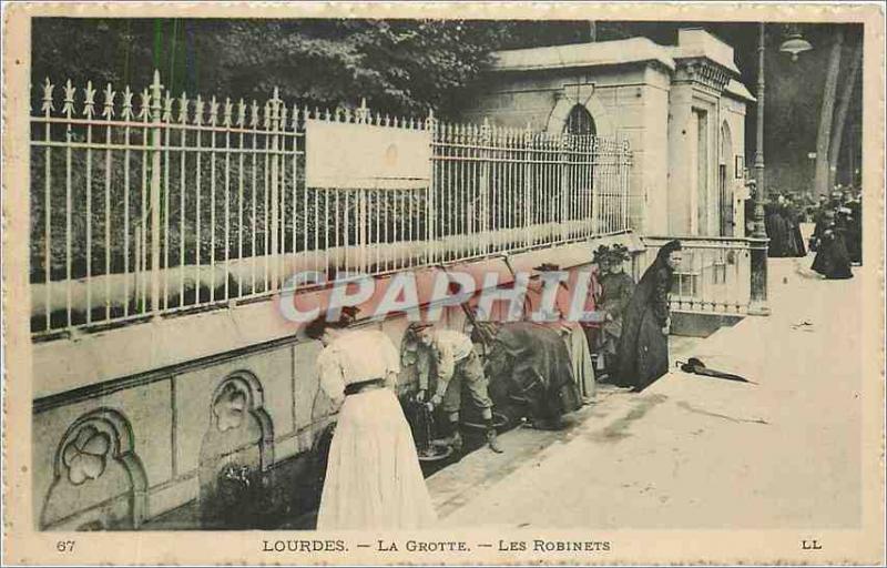 Old Postcard Lourdes Grotto The Taps