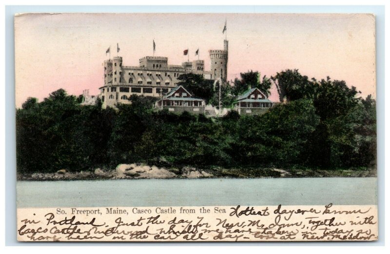 Postcard Casco Castle from the Sea, South Freeport ME Maine udb 1906 G33