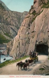 Switzerland Anderlatt Urnerloch Horse Carriage Ride Tunnel Postcard