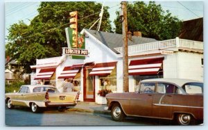 BAR HARBOR, ME ~ Roadside YOUNG'S LOBSTER POT Restaurant 1950s Cars Postcard