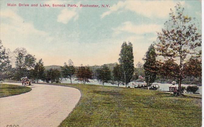 New York Rochester Main Drive and Lake In Seneca Park 1912