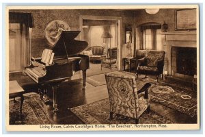 c1910's Living Room Calvin Coolidge's Home The Beeches Northampton MA Postcard