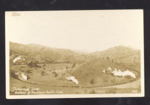 RPPC SOUTHERN PACIFIC RAILROAD TEHACHAPI LOOP ADVERTISING REAL PHOTO POSTCARD