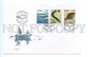 498115 FINLAND Aland 1990 year fishing fish souvenir sheet First day cover