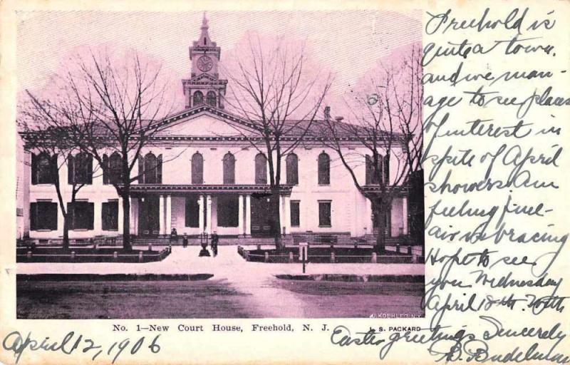 Freehold New Jersey Court House Exterior Vintage Postcard JB626134