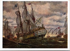 Russia Ships times of Peter I 1911 State Russian Museum Vintage Postcard BS.28