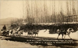 Hazleton BC to Washington DC Slim Williams Dog Sled Race Real Photo Postcard