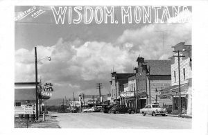 RPPC WISDOM, MT Street Scene Montana Fetty's Cafe, Bar c1950s Vintage Postcard