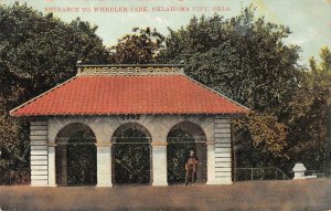 ENTRANCE TO WHEELER PARK OKLAHOMA CITY OKLAHOMA POSTCARD (c. 1910)