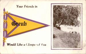 Pennant Postcard, Greub Wyoming, No Longer Exists, Vintage c1913  Postcard G05