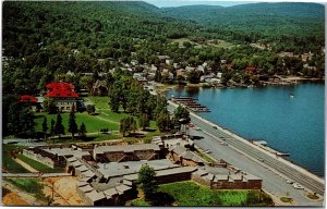 Postcard NY Lake George Historic Fort William Henry aerial view