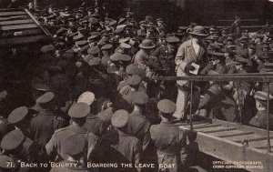 Postcard Military Soldiers Back to Blighty Boarding the Leave Boat