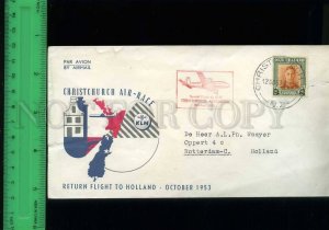 197882 NEW ZEALAND KLM air flight 1953 year Cover plane