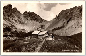 Ulmer Hutte Mit Valluga Arlberg Austria Mountain Alps Real Photo RPPC Postcard