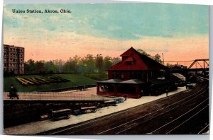 Postcard OH Akron Union Station 1912