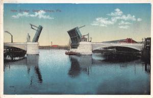 Tampa Florida~New Bridge Opened~Smoking Stack Bknd~1920s Postcard