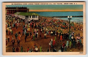 Postcard Asbury Park Boardwalk Convention Hall New Jersey Beach Town Ocean Linen